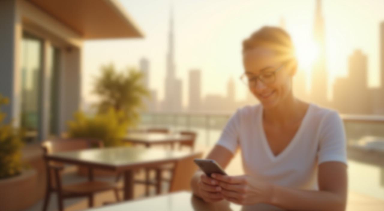 شخص يستخدم هاتف ذكي في دبي لتوفير البيانات